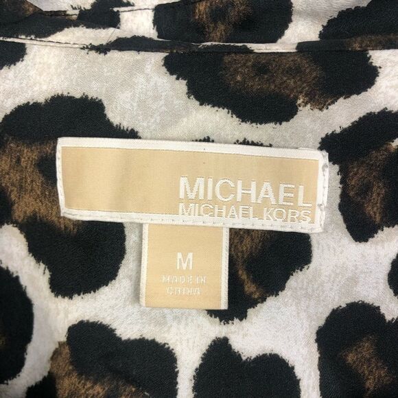 MICHAEL KORS | Animal Print Leopard Button Down Shirt Medium - Picture 4 of 8